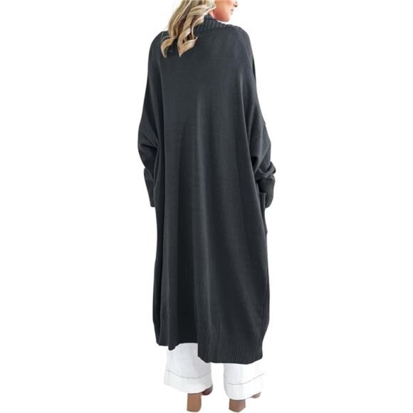 Womens Long Cardigan Sweaters with Pockets Charcoal - Picture 3 of 5